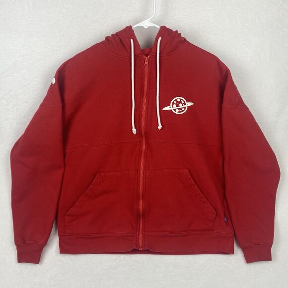 Disney Spirit Jersey Pizza Planet Zip Up Sweater Adult Medium Red Hooded - Picture 2 of 12